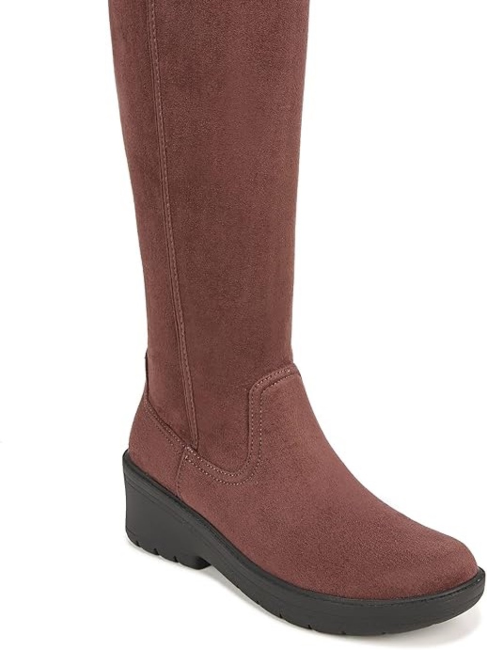 Bzees Over-the-Knee Suede Wedge Boot - Chicory